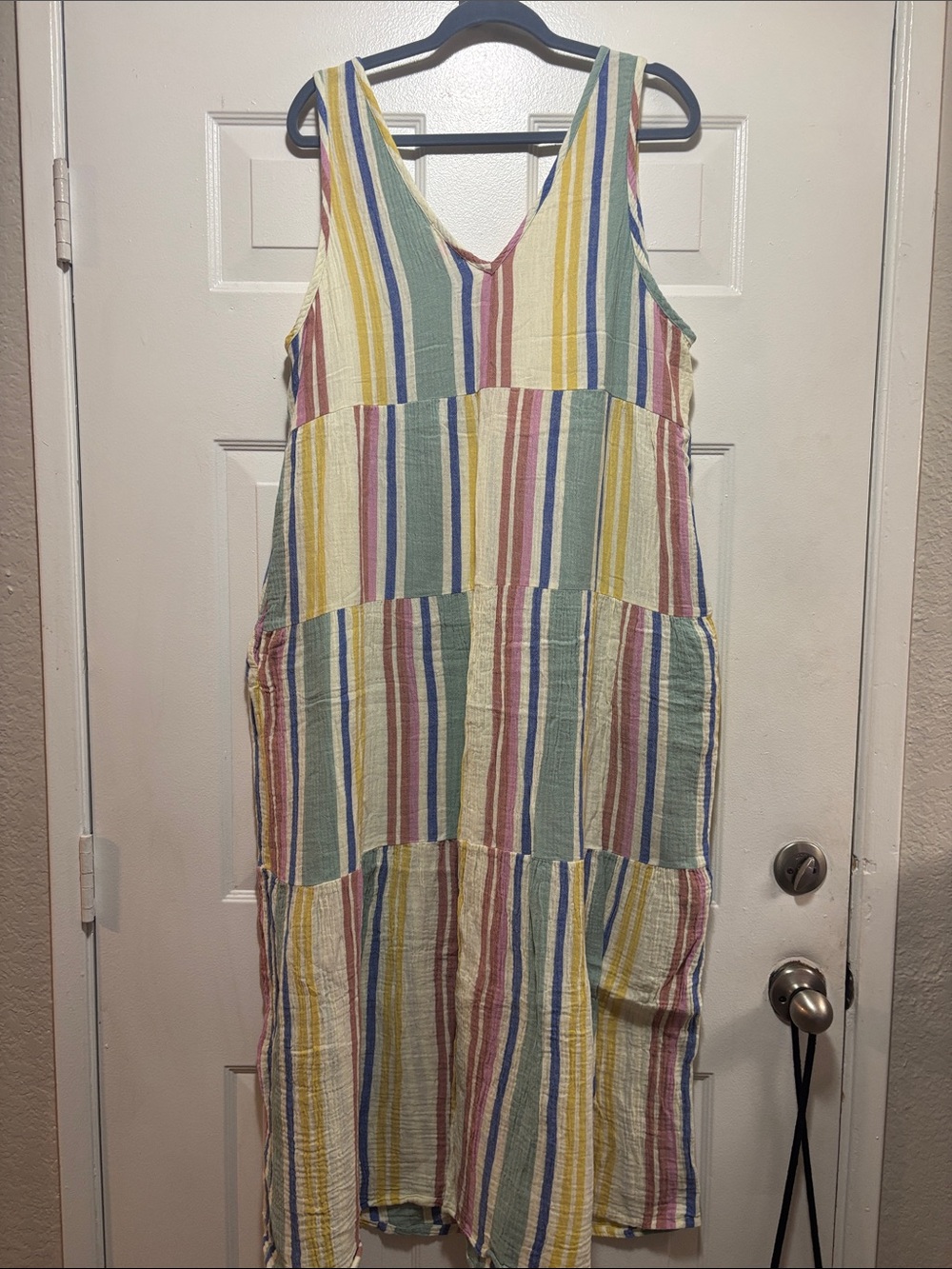Marine Layer Multicolor Striped Tiered Maxi Dress — Pastel Stripes - Picture 6 of 9